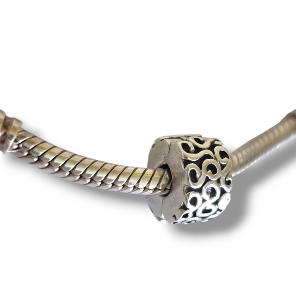 Pandora Sterling Silver Fixed Swirl Clip Charm Spacer 790338 Retired - Picture 8 of 16